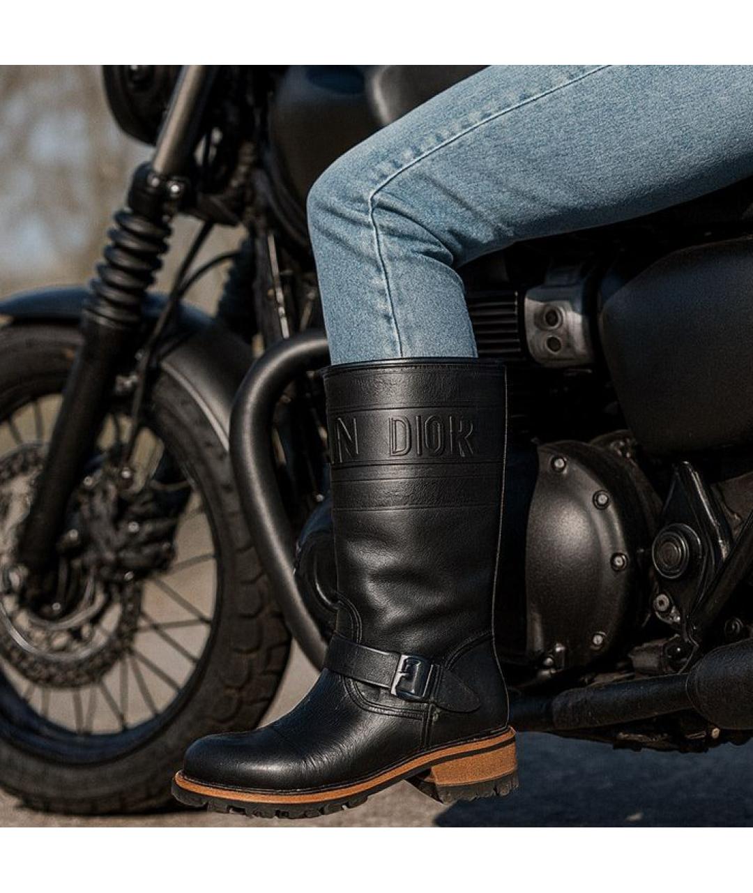 CHRISTIAN DIOR Черные кожаные сапоги, фото 8