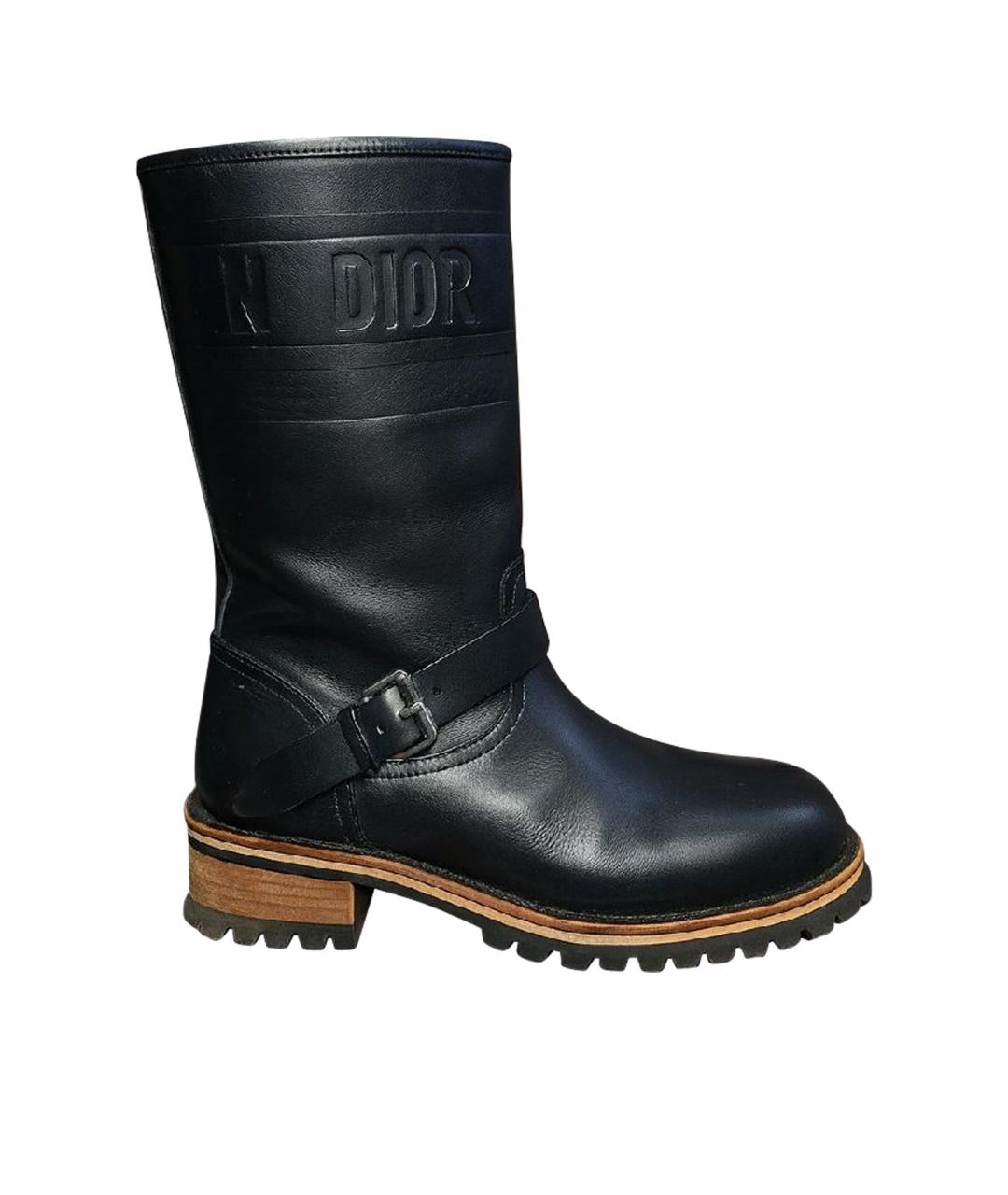 CHRISTIAN DIOR Черные кожаные сапоги, фото 1