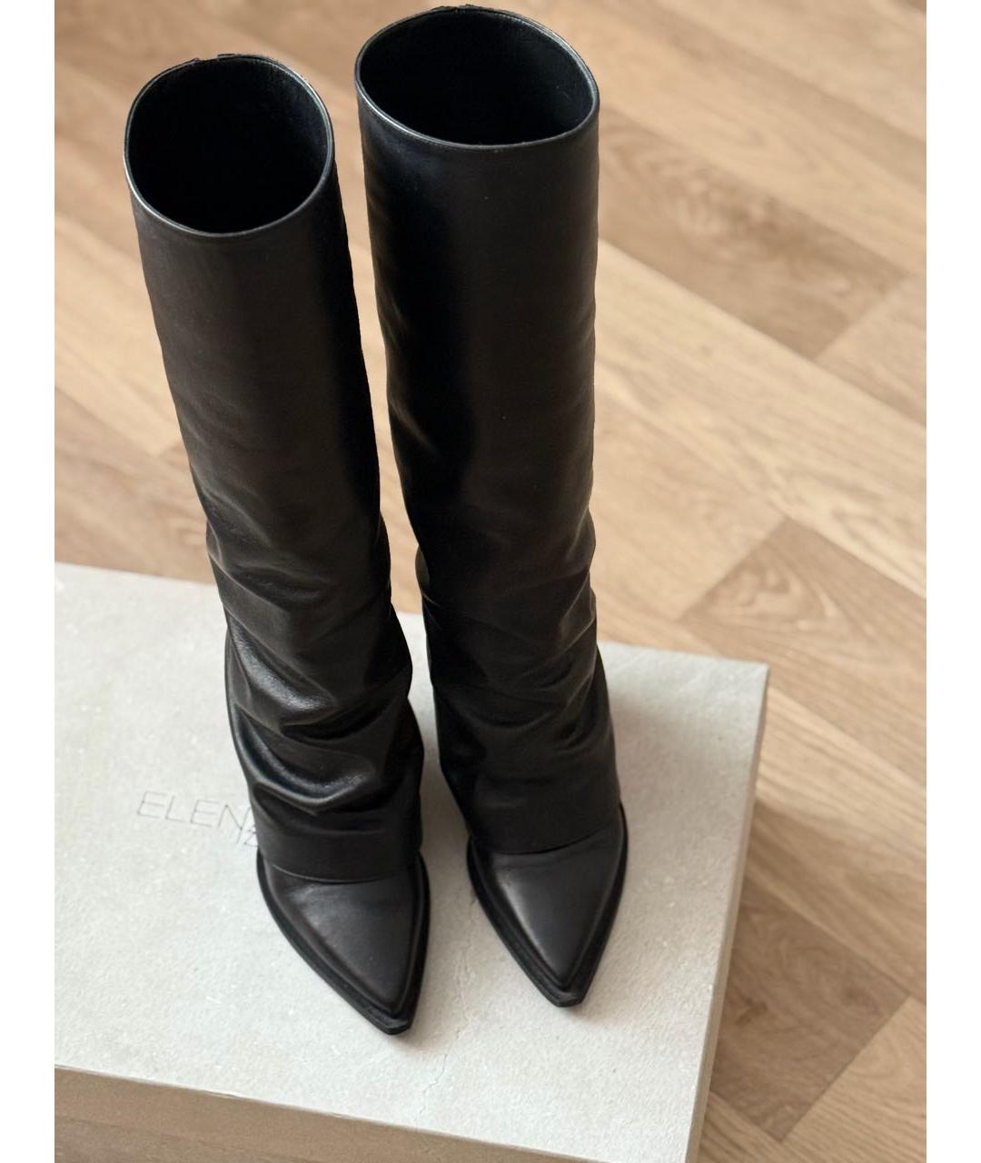ELENA IACHI Черные кожаные сапоги, фото 3