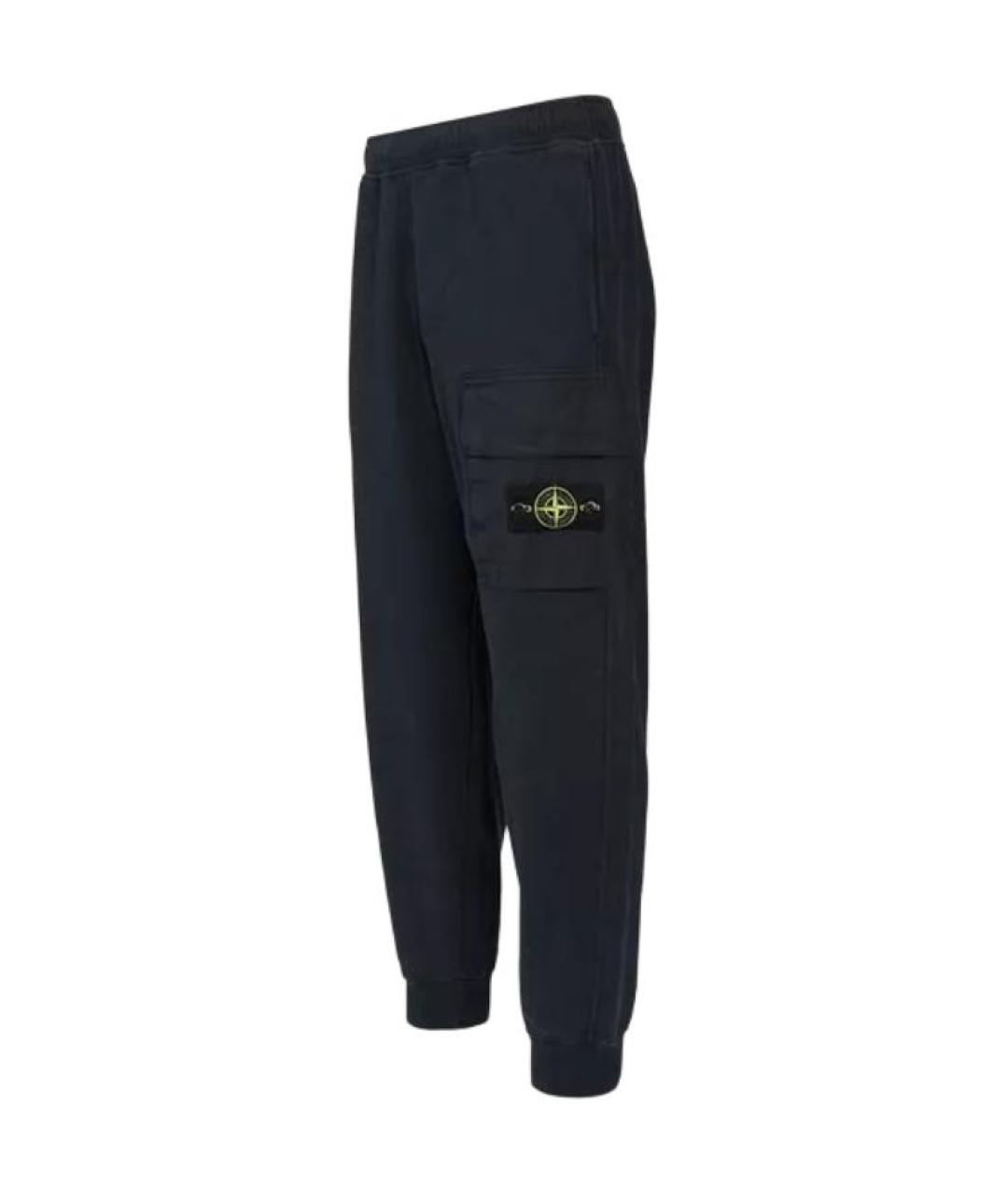 STONE ISLAND Темно-синие хлопковые повседневные брюки, фото 3