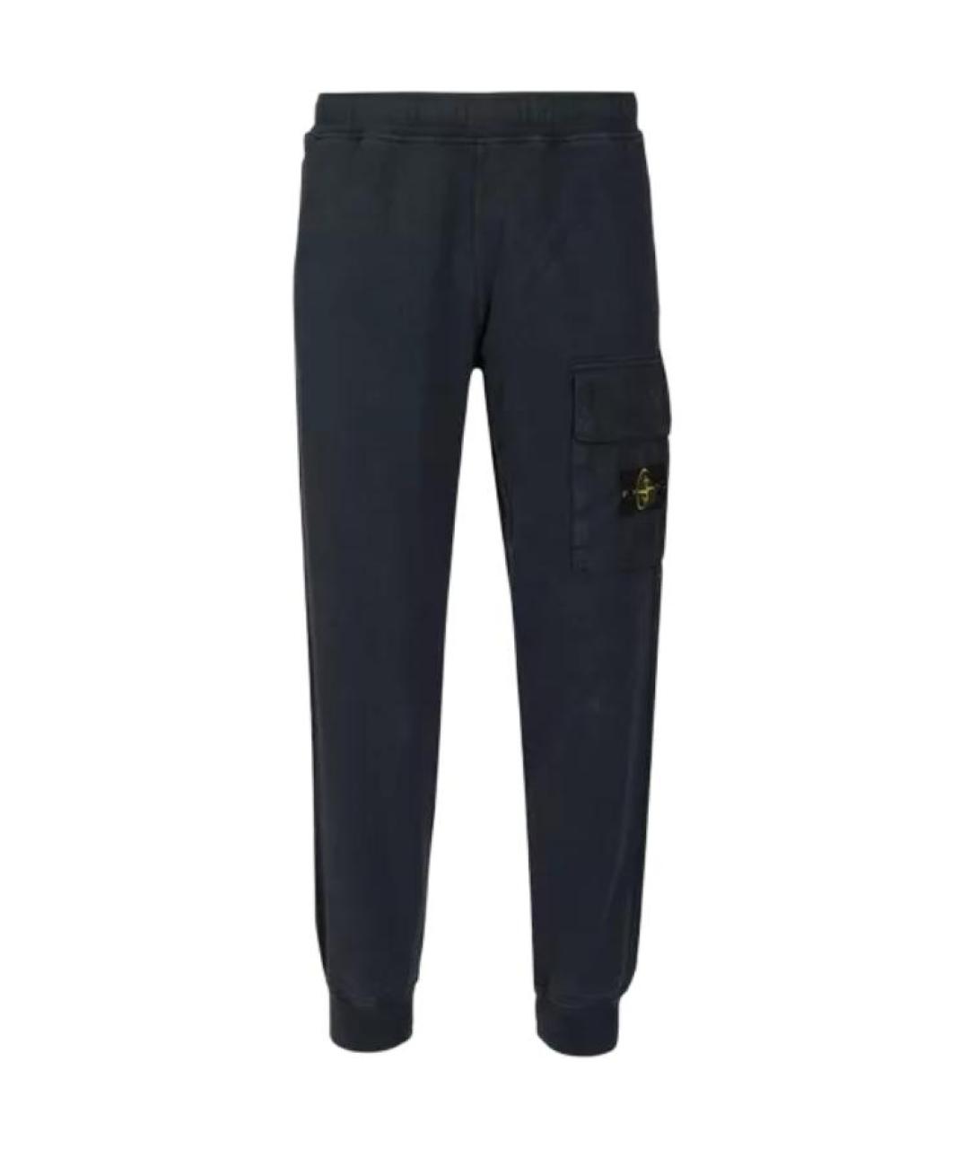 STONE ISLAND Темно-синие хлопковые повседневные брюки, фото 1