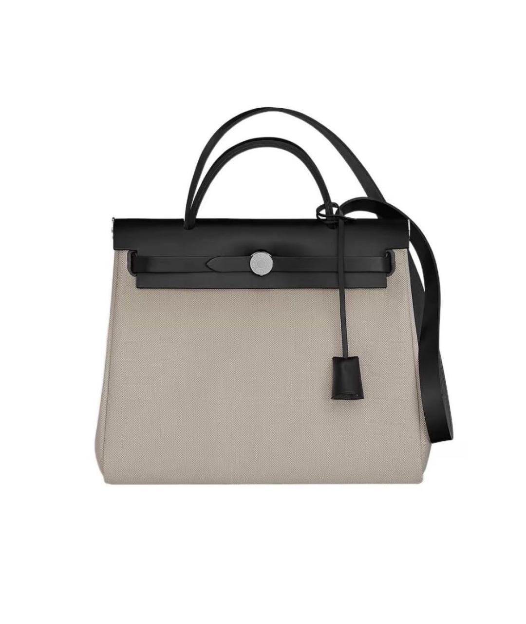 HERMES Бежевая кожаная сумка с короткими ручками, фото 9