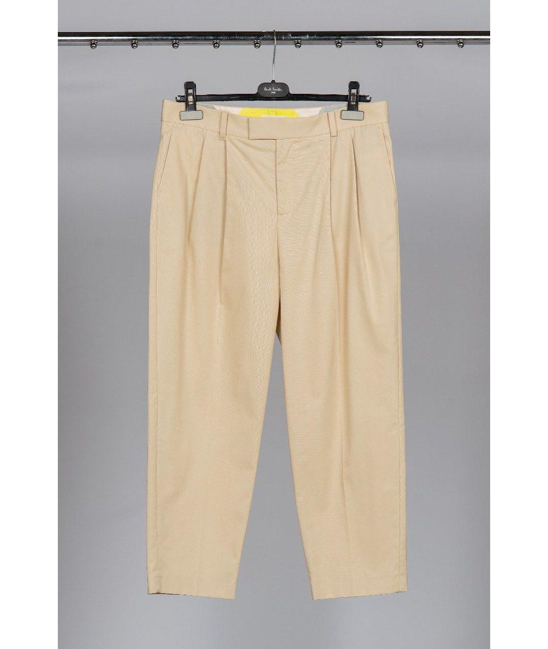 PAUL SMITH Бежевые хлопковые брюки широкие, фото 3