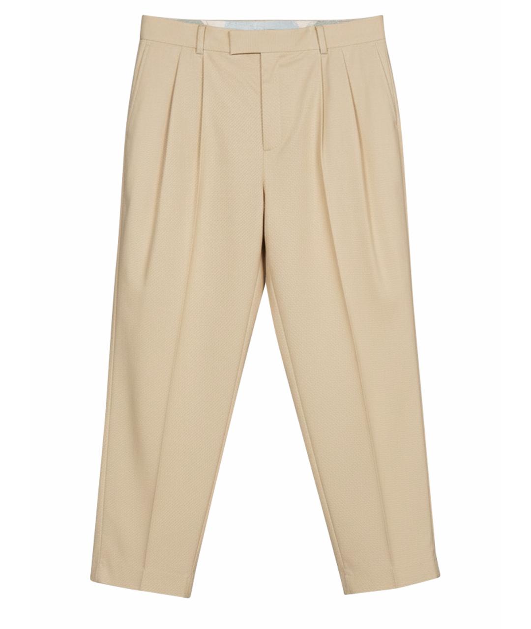PAUL SMITH Бежевые хлопковые брюки широкие, фото 1