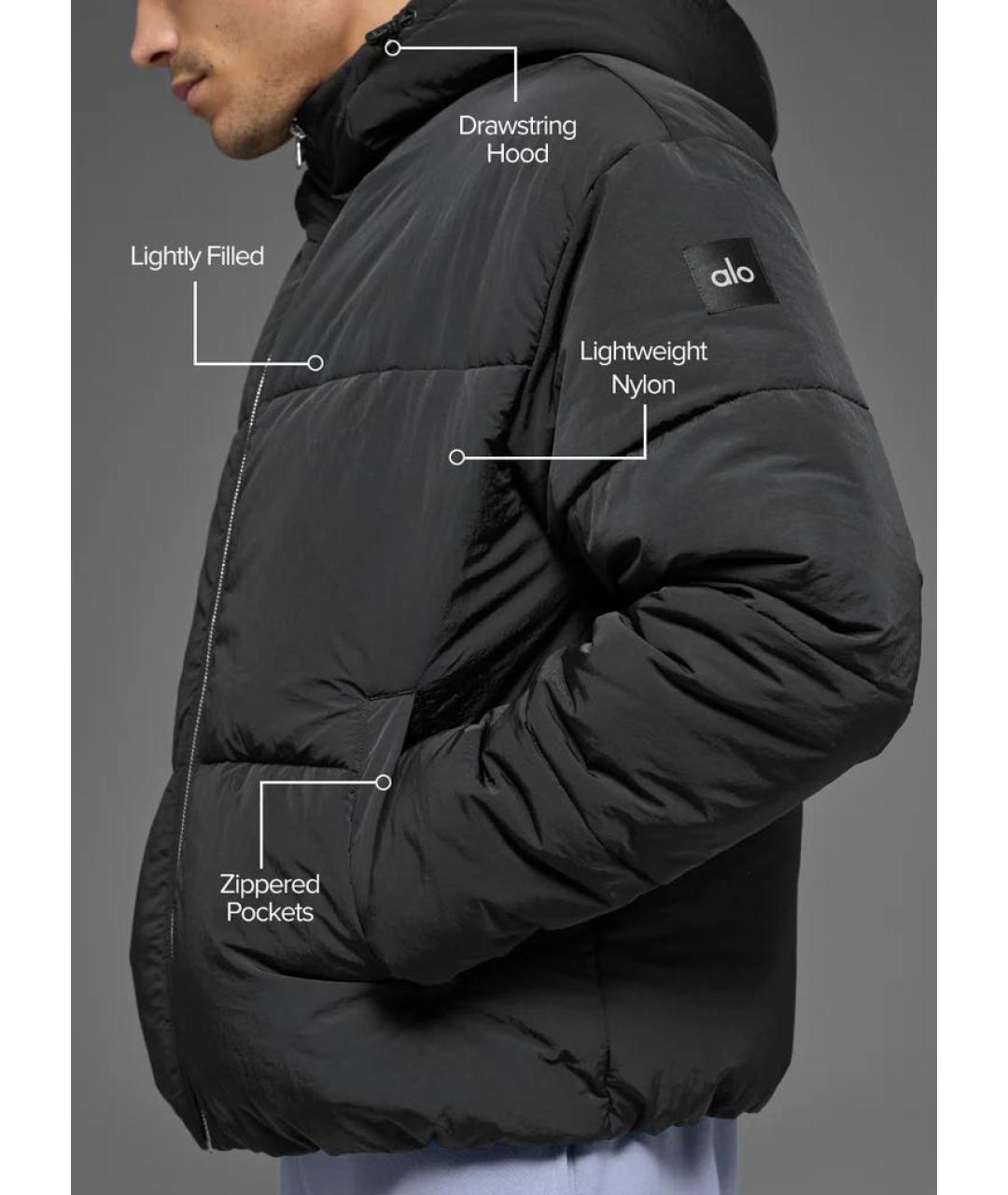 ALO YOGA Черная полиэстеровая куртка, фото 3