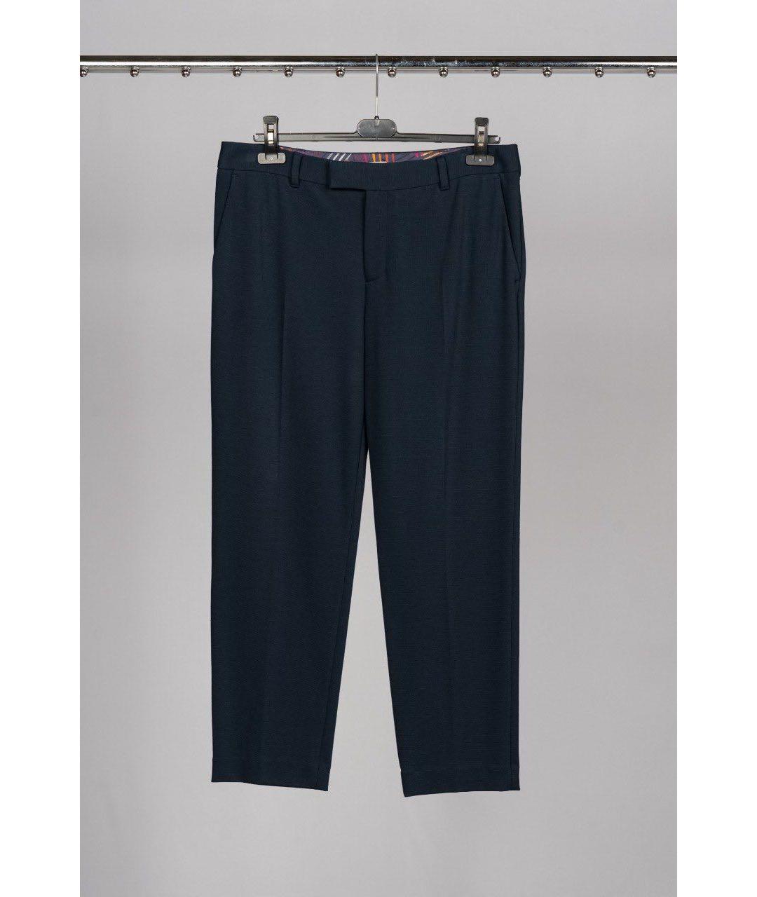 PAUL SMITH Темно-синие вискозные брюки широкие, фото 3