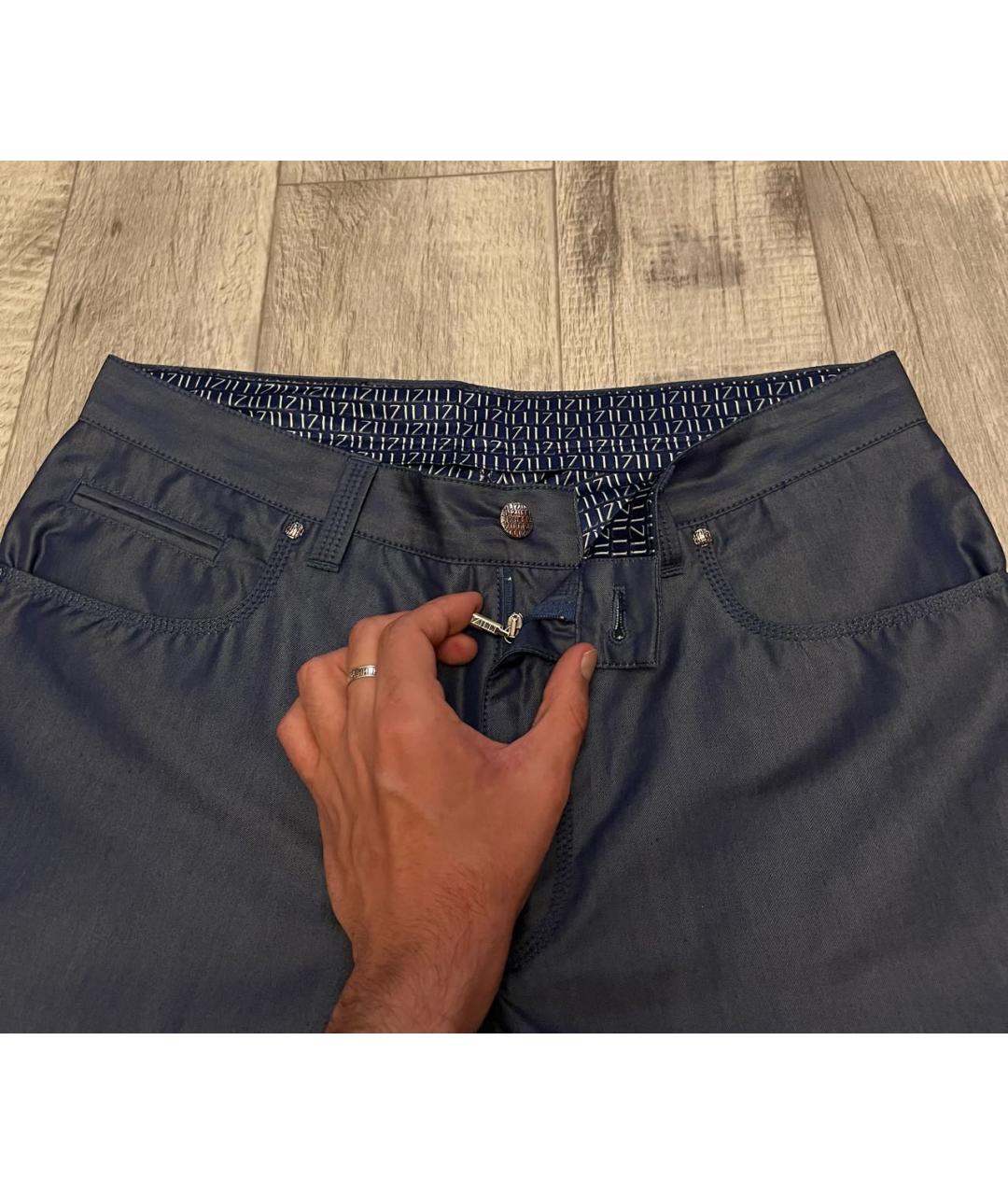 ZILLI Синие хлопковые прямые джинсы, фото 5