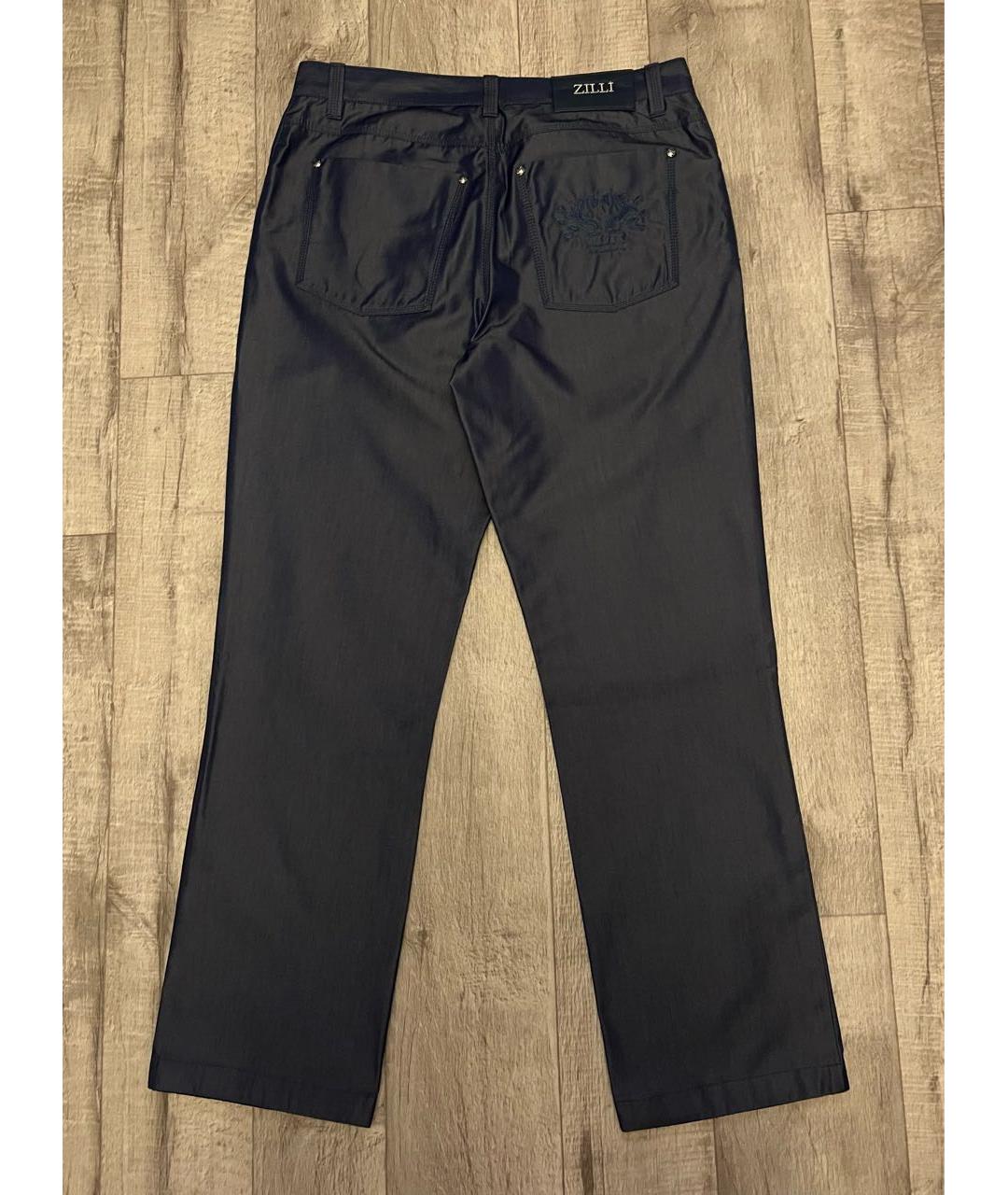 ZILLI Синие хлопковые прямые джинсы, фото 3