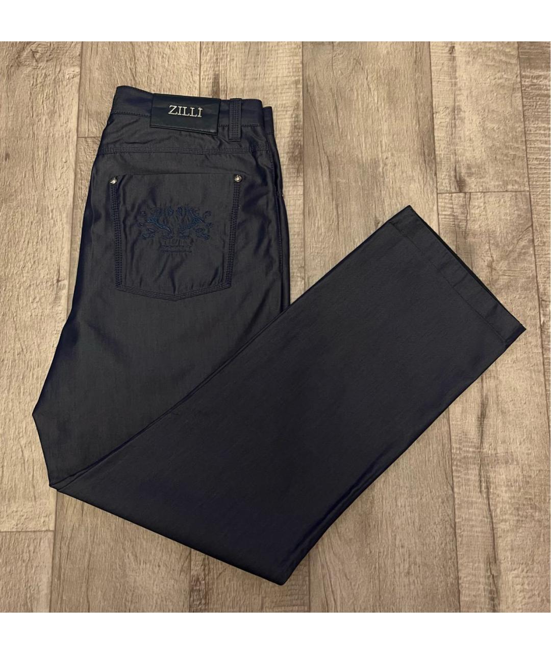 ZILLI Синие хлопковые прямые джинсы, фото 2
