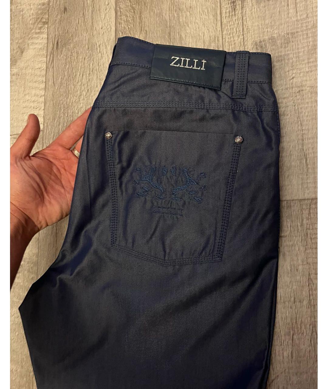 ZILLI Синие хлопковые прямые джинсы, фото 4