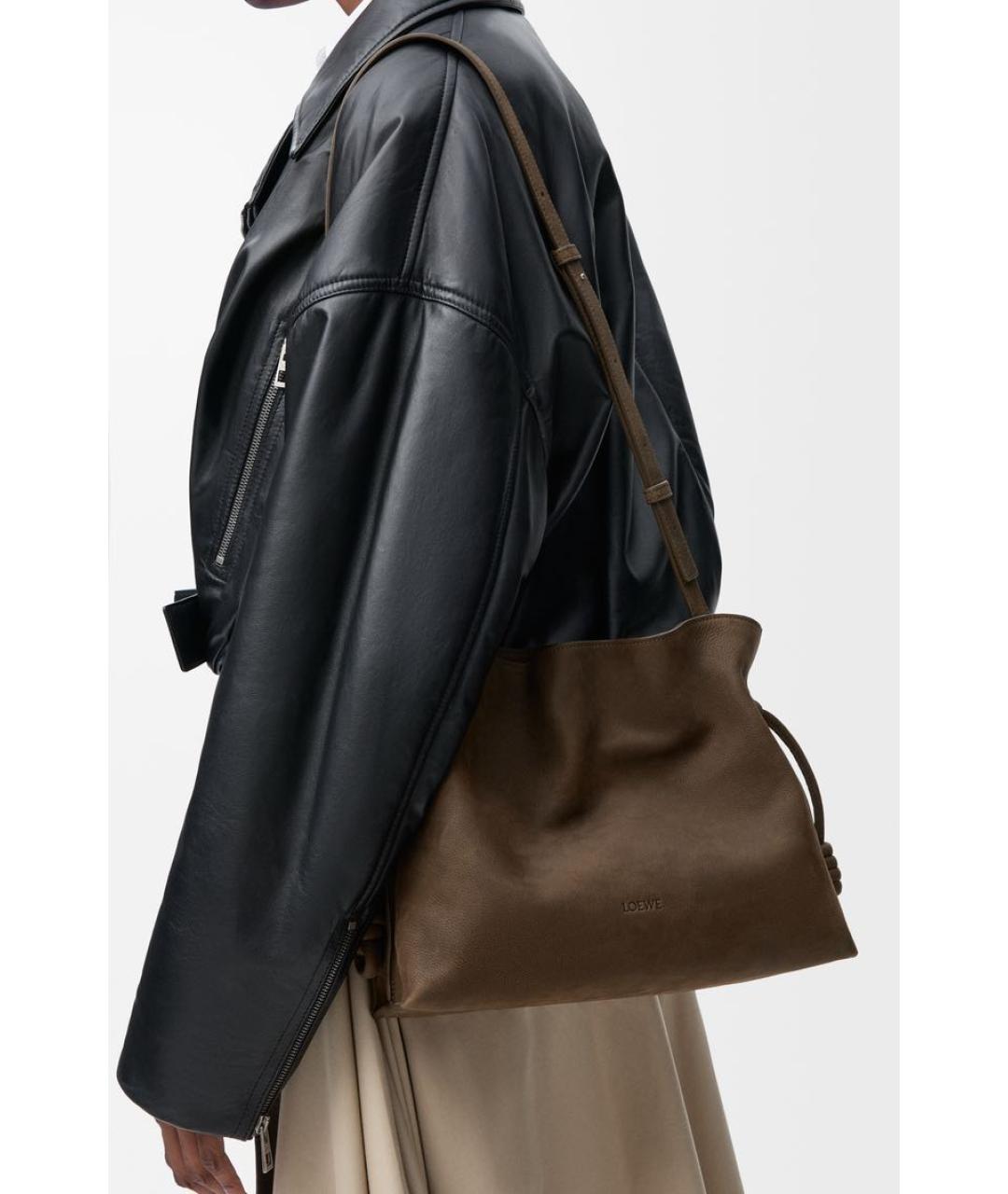 LOEWE Коричневая кожаная сумка через плечо, фото 3