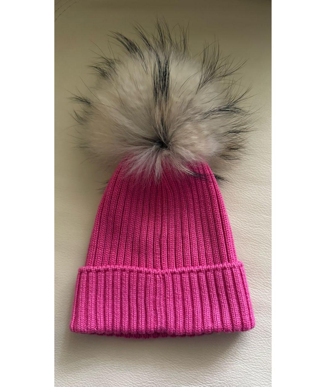 MONCLER Розовая шерстяная шапка, фото 2
