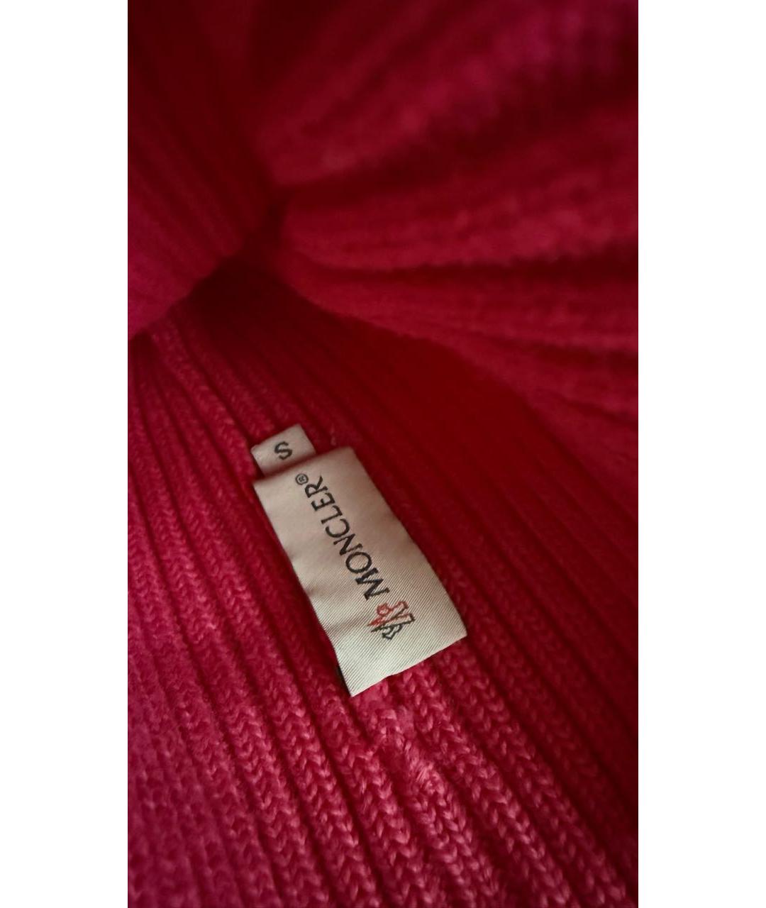 MONCLER Розовая шерстяная шапка, фото 4