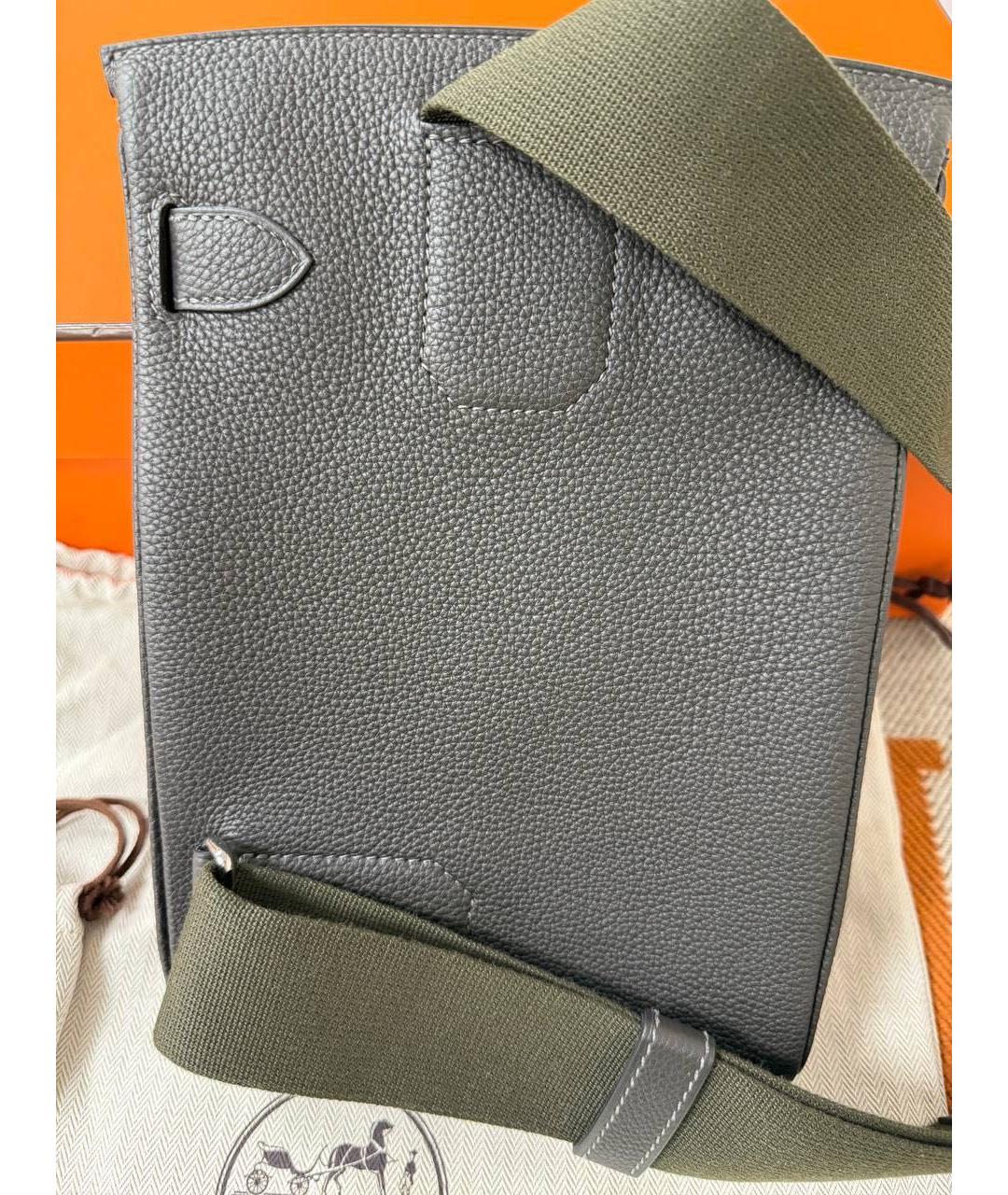 HERMES Черная кожаная сумка на плечо, фото 3