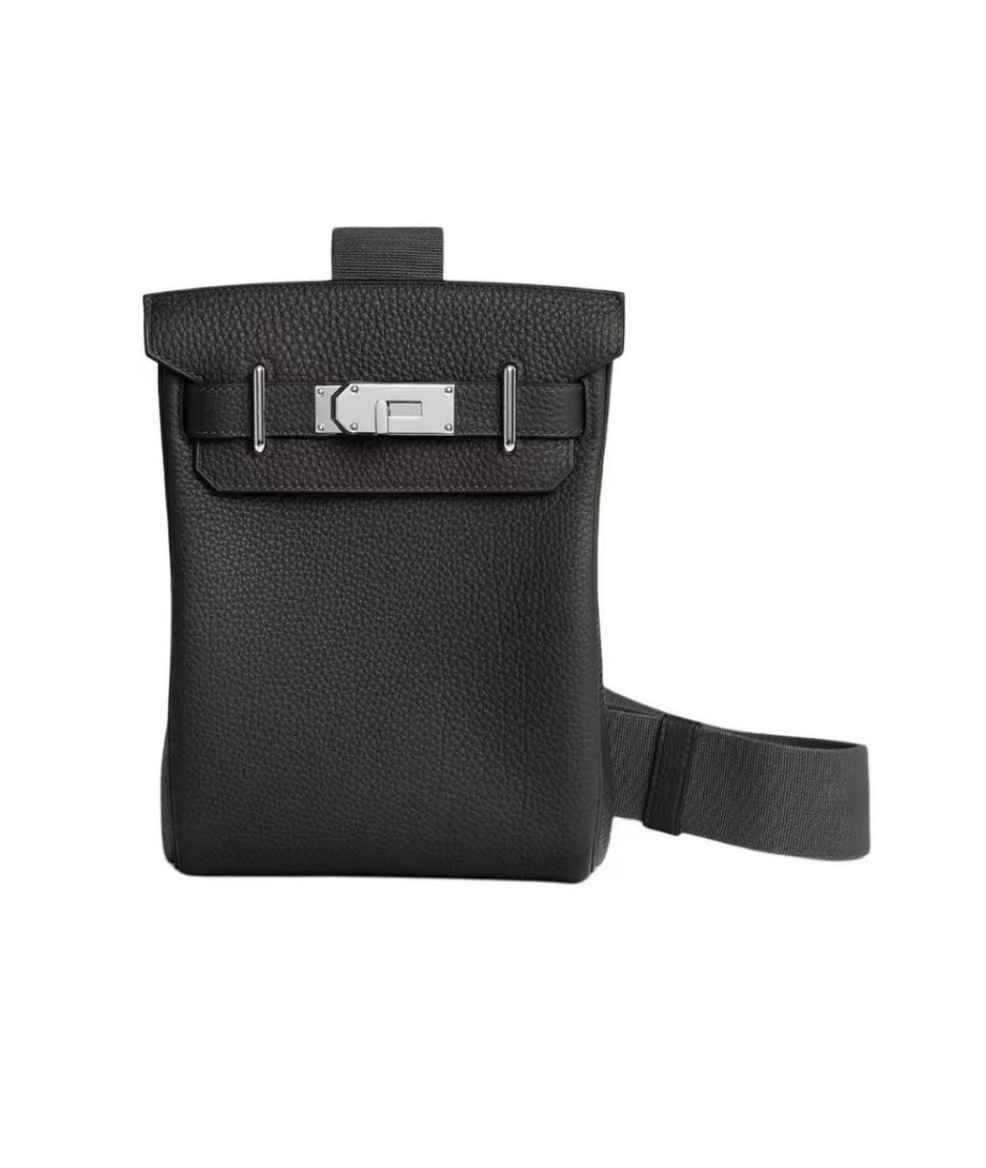 HERMES Черная кожаная сумка на плечо, фото 1