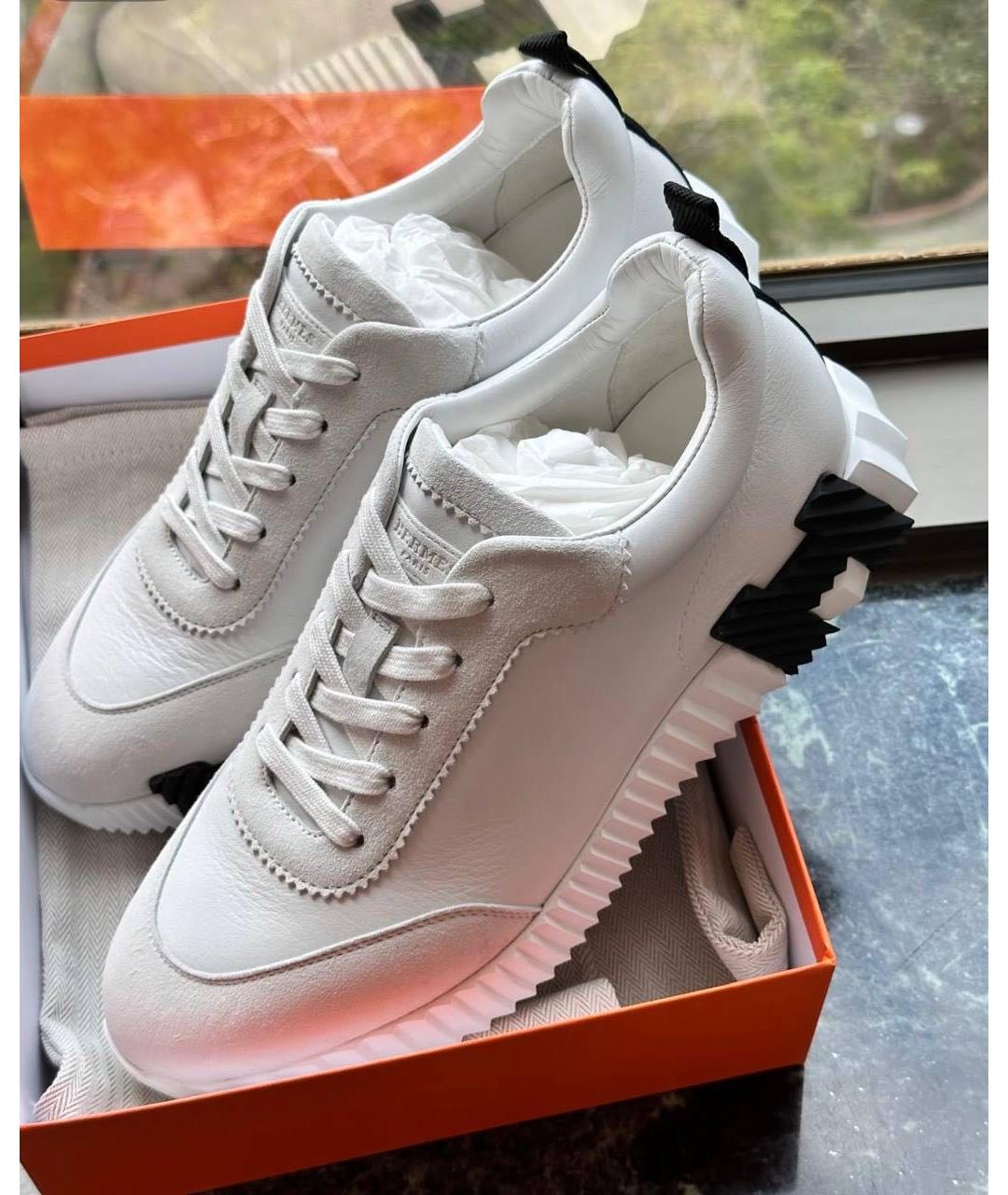 HERMES Белые кожаные низкие кроссовки / кеды, фото 4