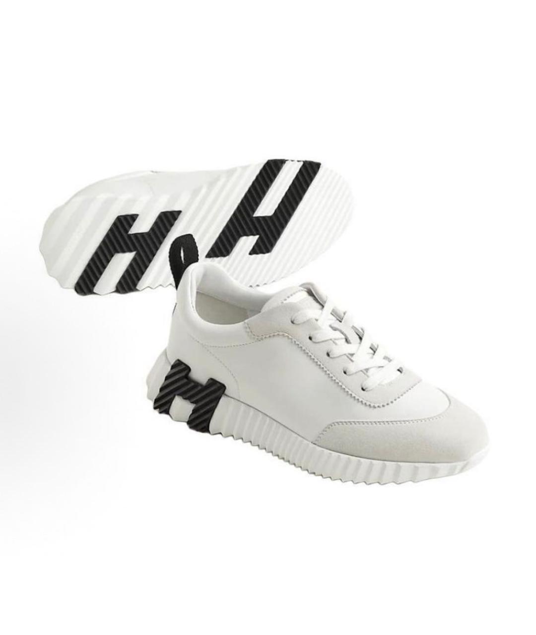 HERMES Белые кожаные низкие кроссовки / кеды, фото 3