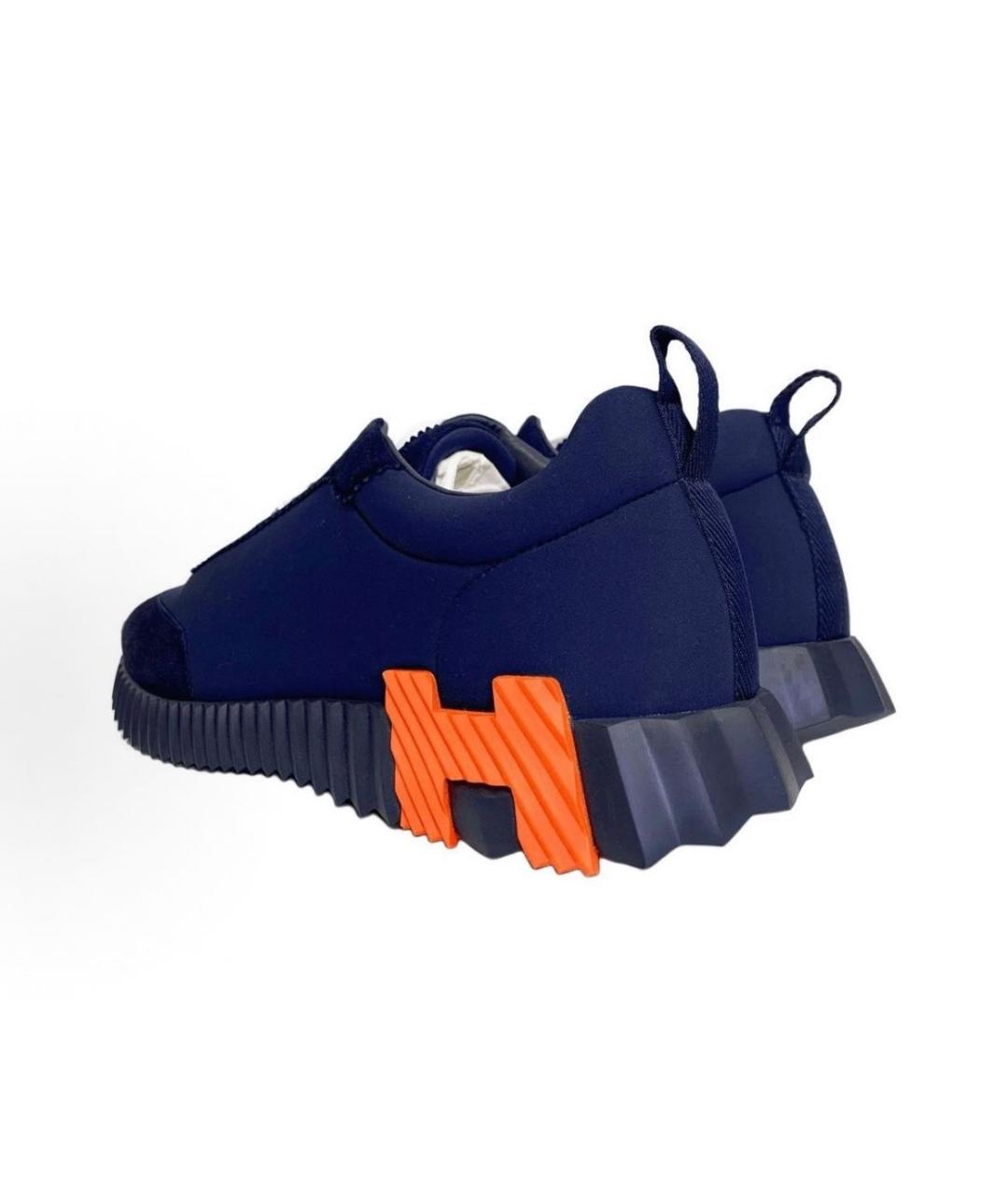 HERMES Синие кожаные низкие кроссовки / кеды, фото 3