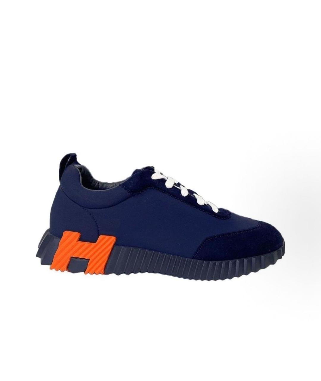 HERMES Синие кожаные низкие кроссовки / кеды, фото 7
