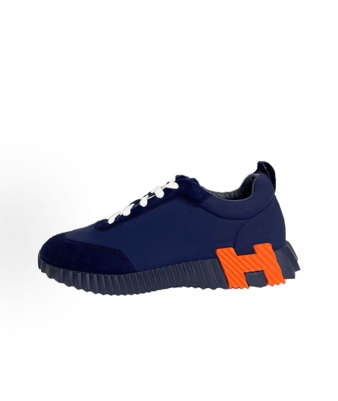 HERMES Синие кожаные низкие кроссовки / кеды, фото 6