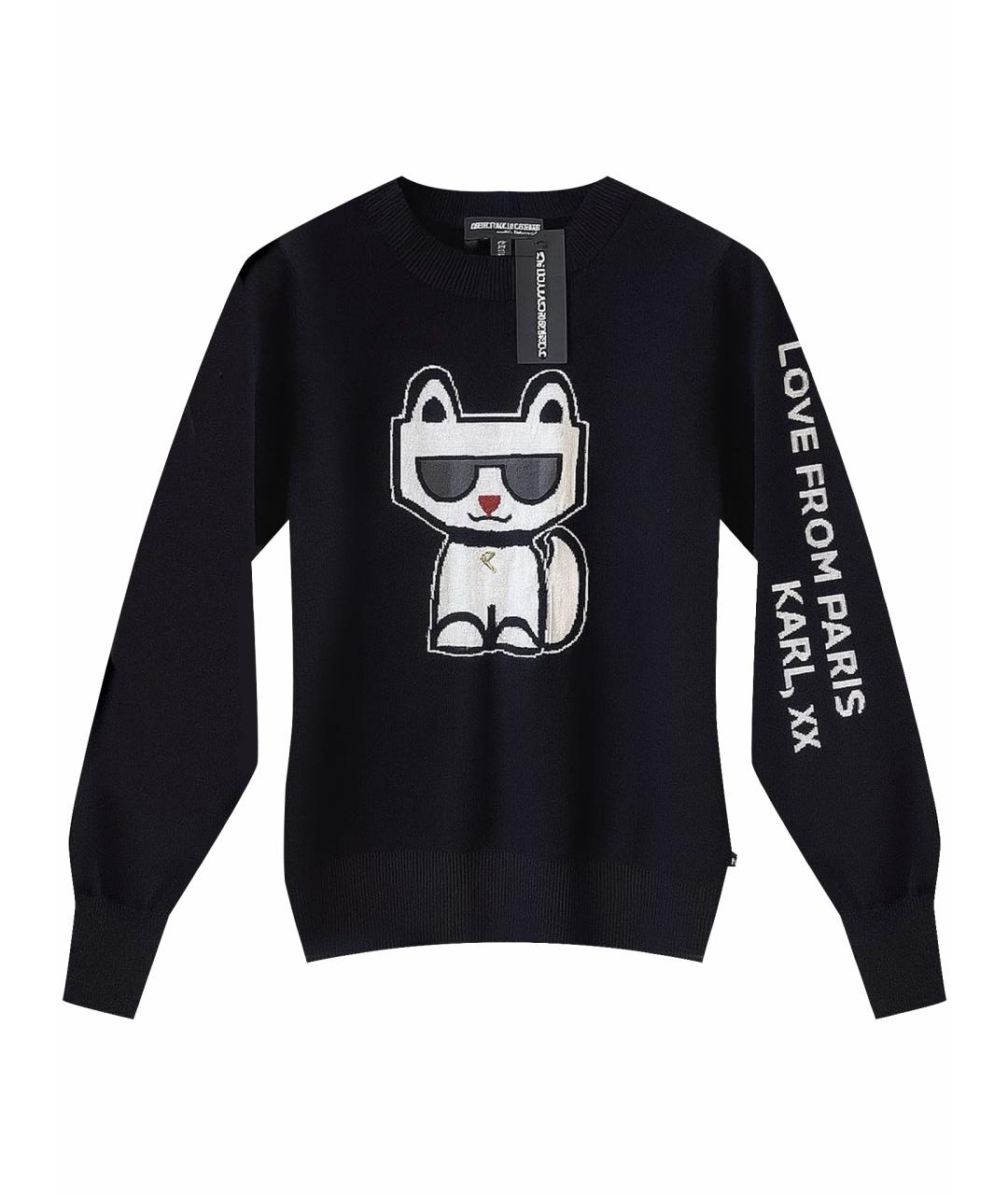 KARL LAGERFELD Черный хлопко-эластановый джемпер / свитер, фото 1