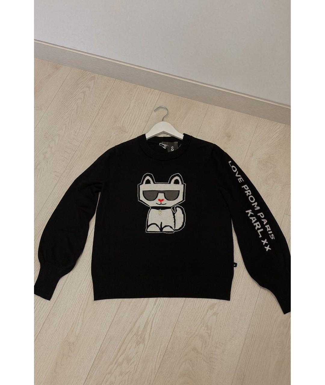 KARL LAGERFELD Черный хлопко-эластановый джемпер / свитер, фото 2