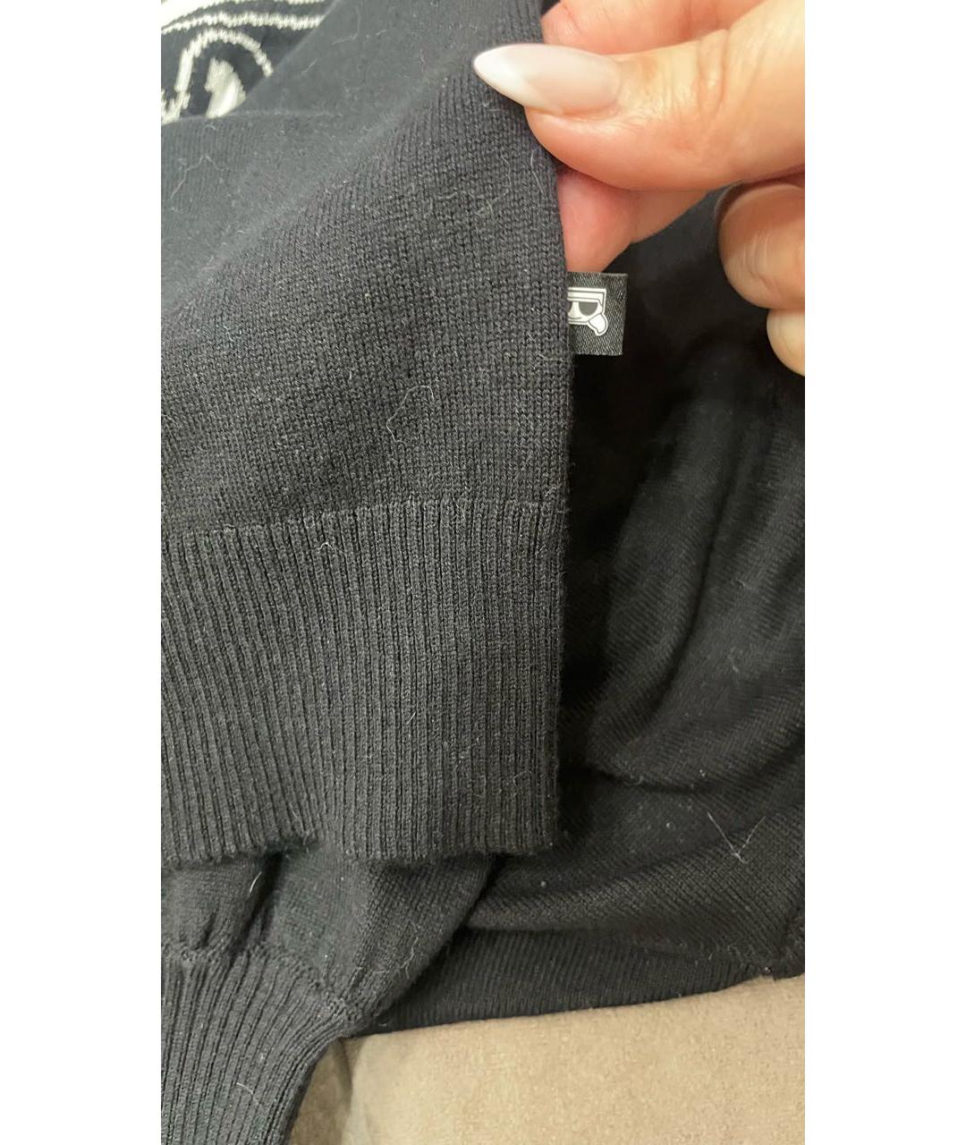 KARL LAGERFELD Черный хлопко-эластановый джемпер / свитер, фото 3
