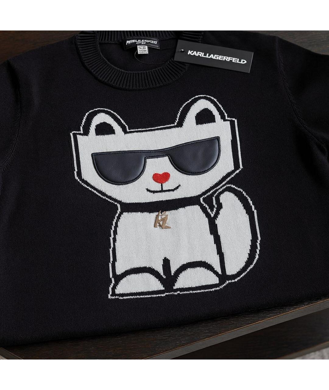 KARL LAGERFELD Черный хлопко-эластановый джемпер / свитер, фото 7