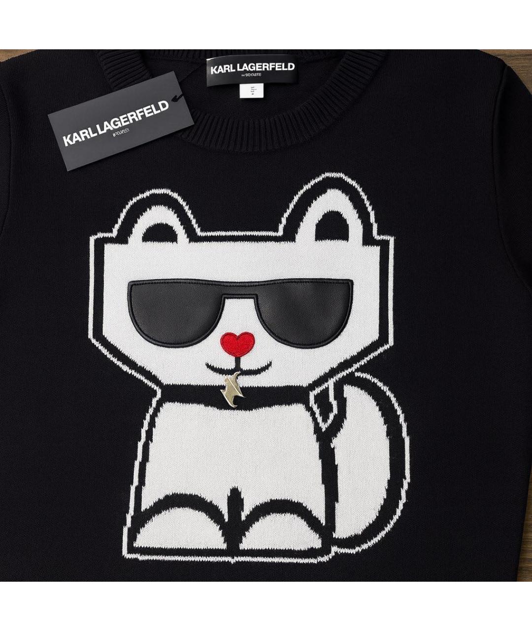 KARL LAGERFELD Черный хлопко-эластановый джемпер / свитер, фото 4