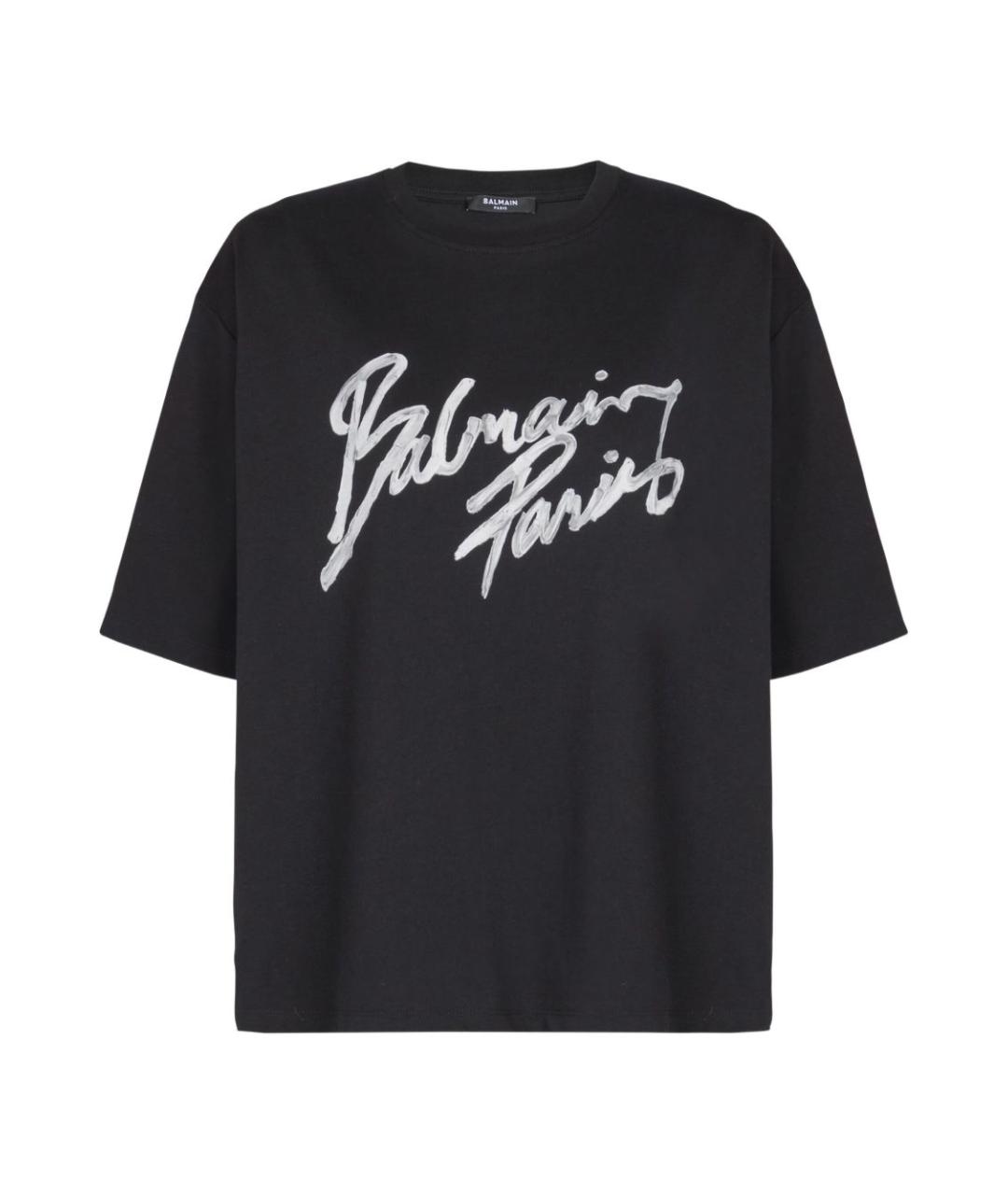 BALMAIN Черная хлопковая футболка, фото 1