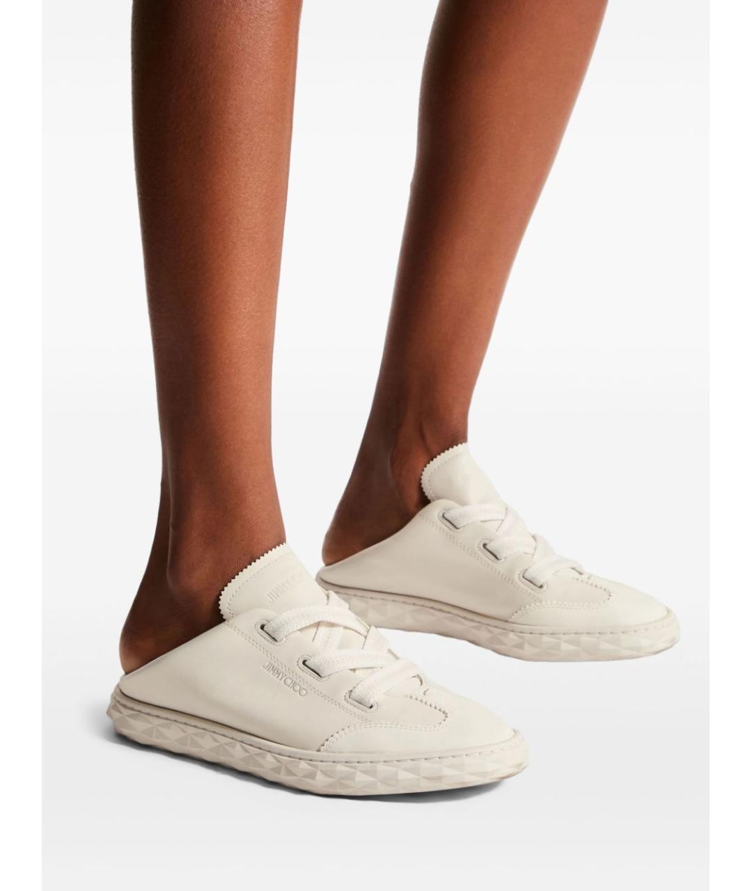 JIMMY CHOO Белые кожаные кроссовки, фото 6