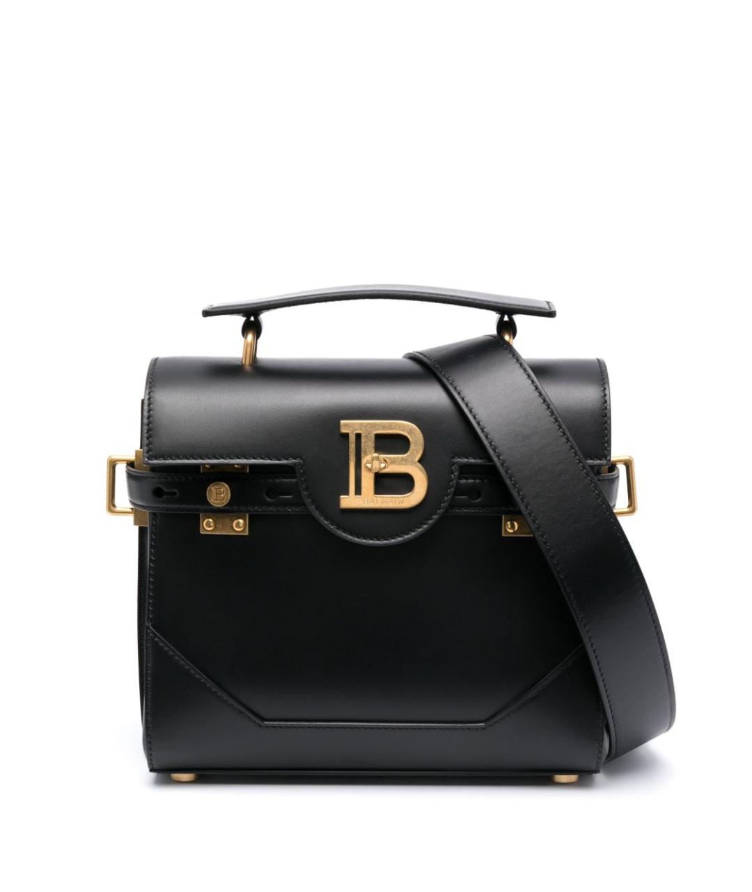 BALMAIN Черная кожаная сумка с короткими ручками, фото 1