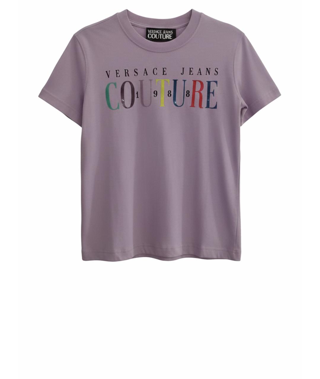 VERSACE JEANS COUTURE Фиолетовая хлопковая футболка, фото 1