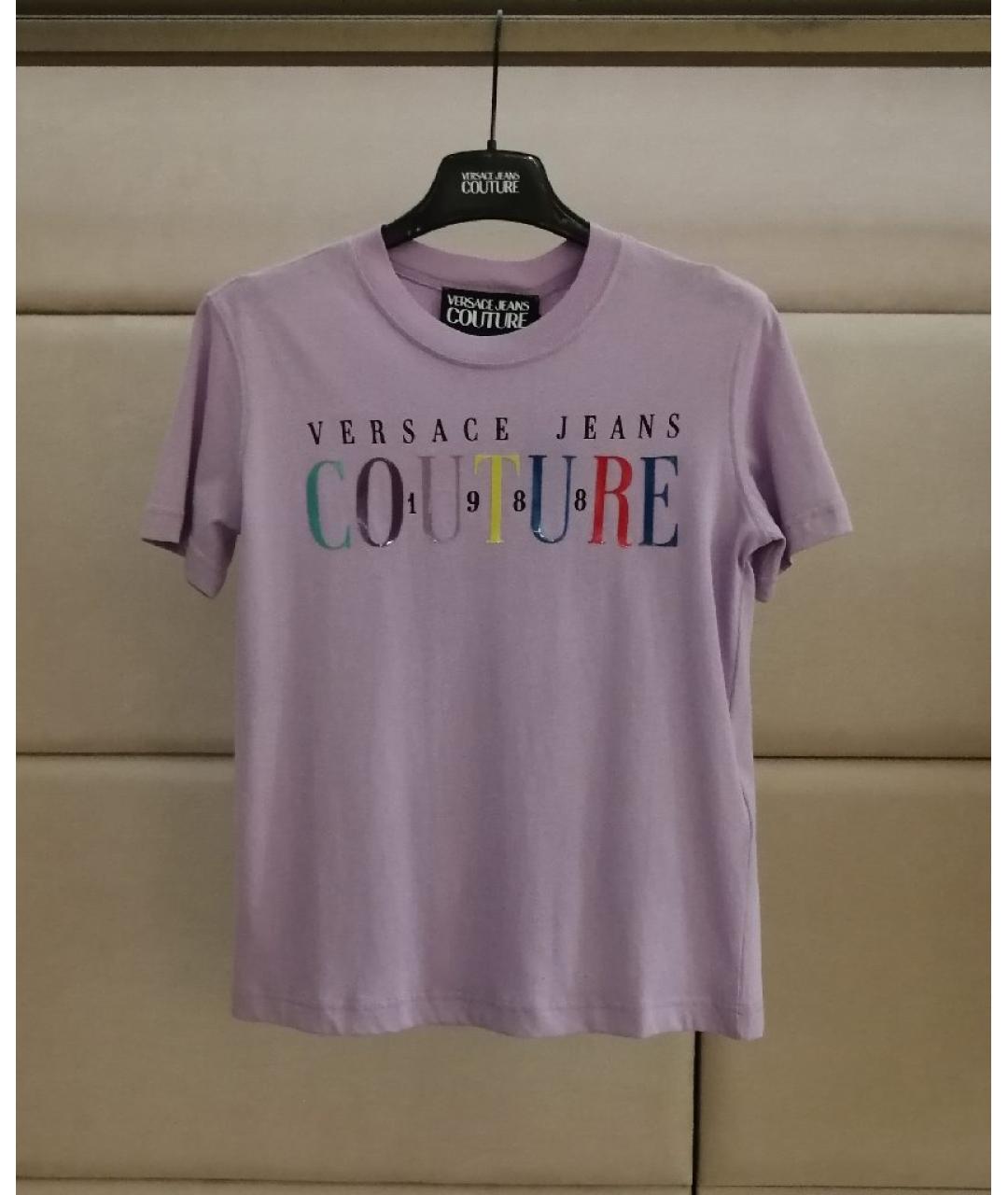 VERSACE JEANS COUTURE Фиолетовая хлопковая футболка, фото 3