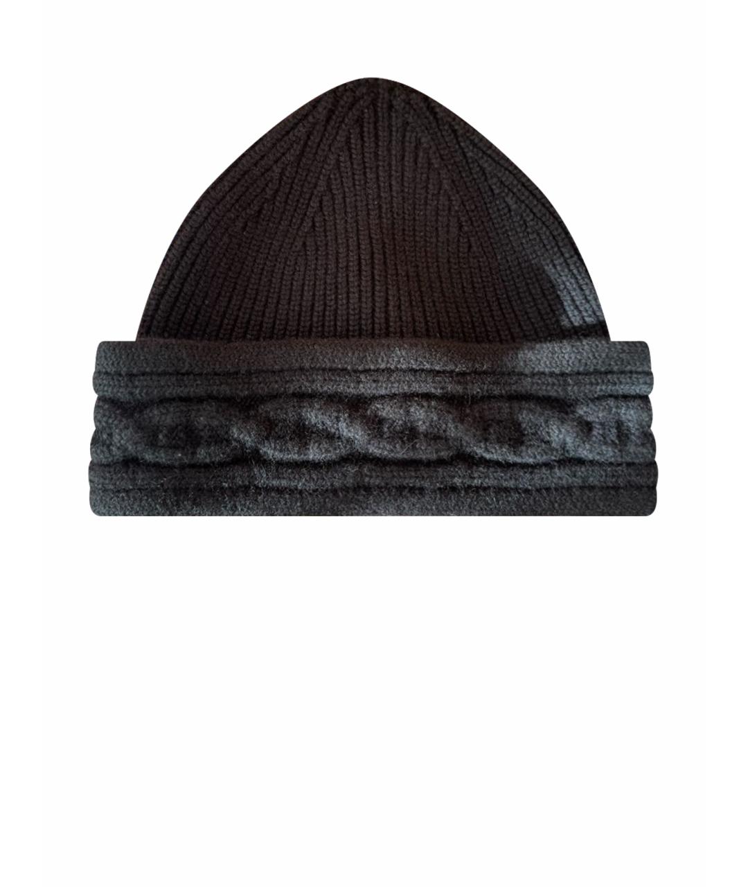 HERMES Черная кашемировая шапка, фото 1