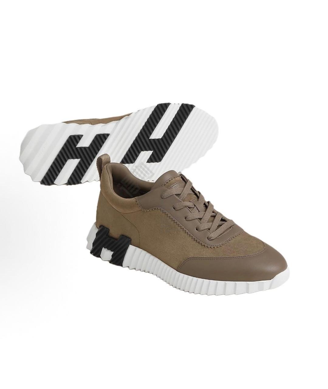 HERMES Коричневые замшевые низкие кроссовки / кеды, фото 2