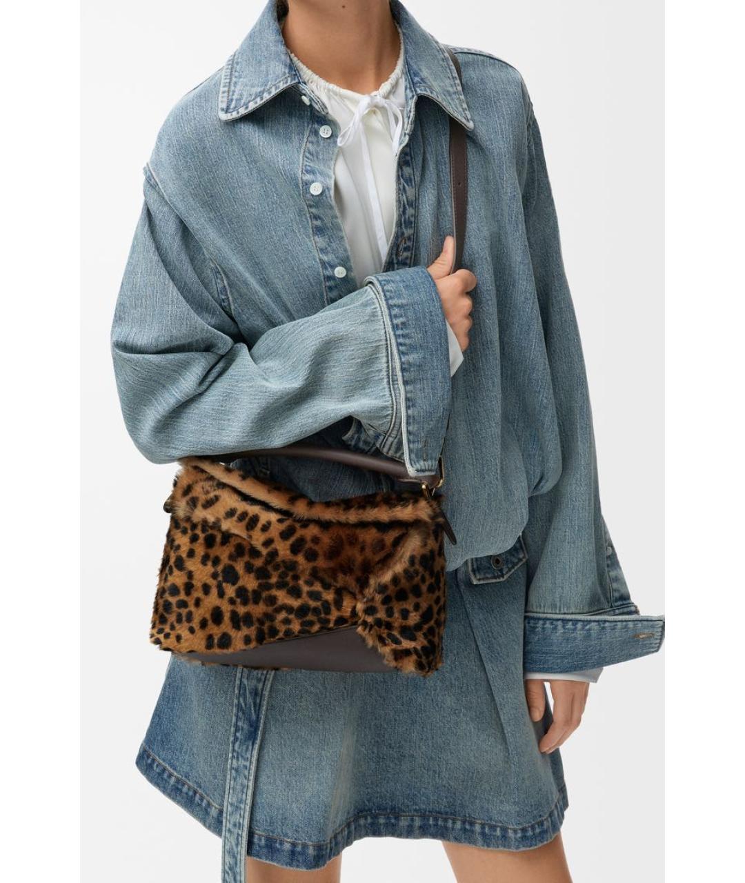 LOEWE Коричневая шерстяная сумка через плечо, фото 3