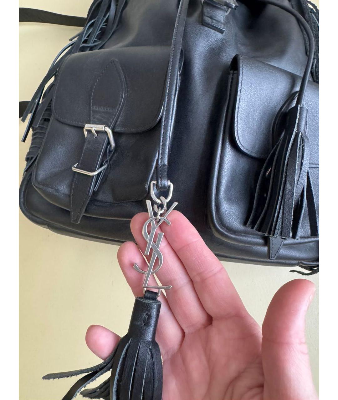 SAINT LAURENT Черный кожаный рюкзак, фото 4