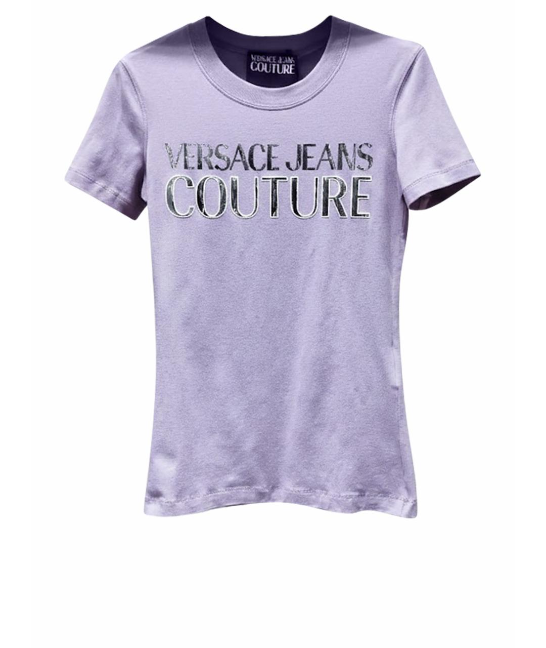 VERSACE JEANS COUTURE Фиолетовая хлопковая футболка, фото 1