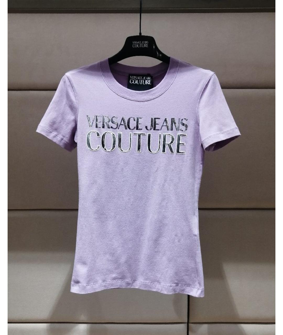 VERSACE JEANS COUTURE Фиолетовая хлопковая футболка, фото 3