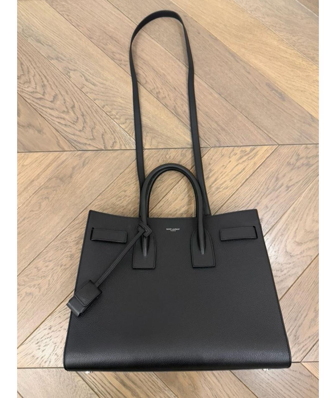 SAINT LAURENT Черная кожаная сумка с короткими ручками, фото 6