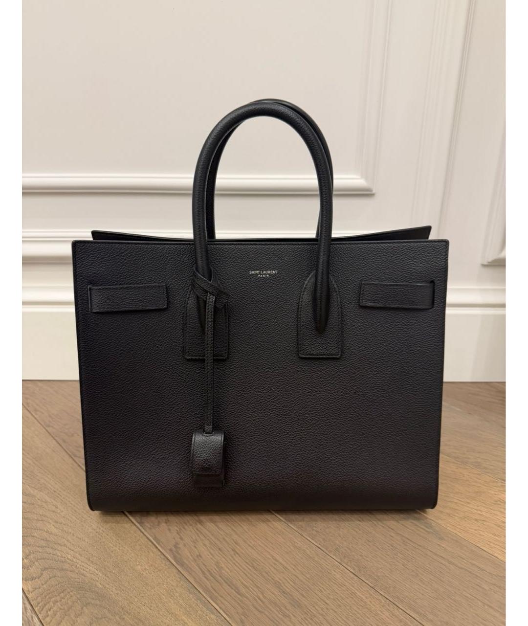 SAINT LAURENT Черная кожаная сумка с короткими ручками, фото 8