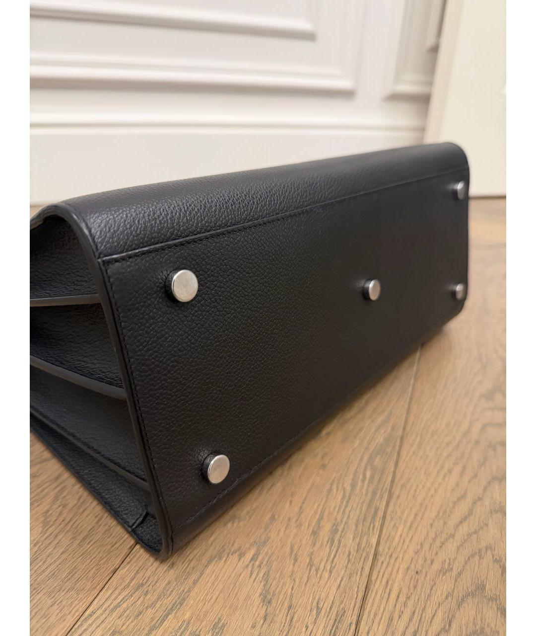 SAINT LAURENT Черная кожаная сумка с короткими ручками, фото 5