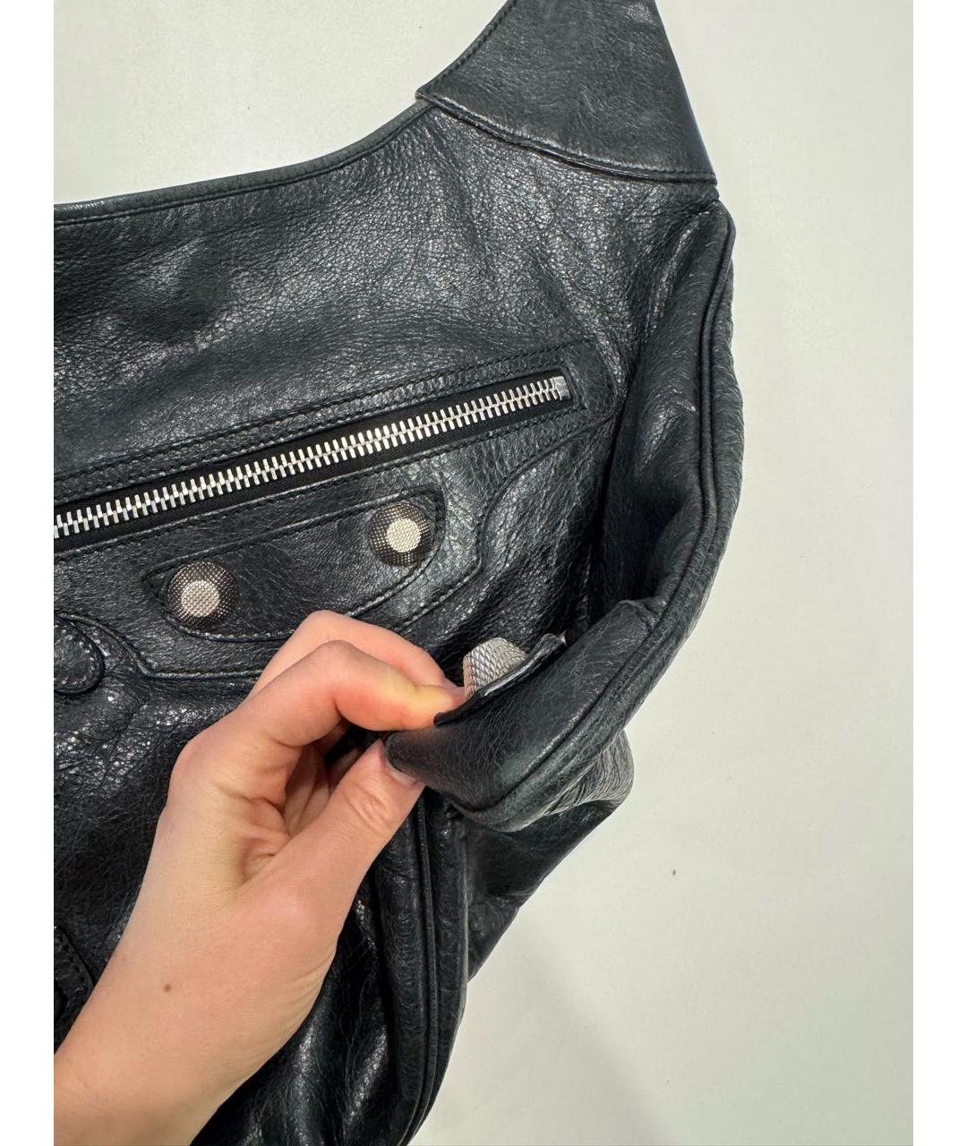 BALENCIAGA Черная кожаная сумка с короткими ручками, фото 6
