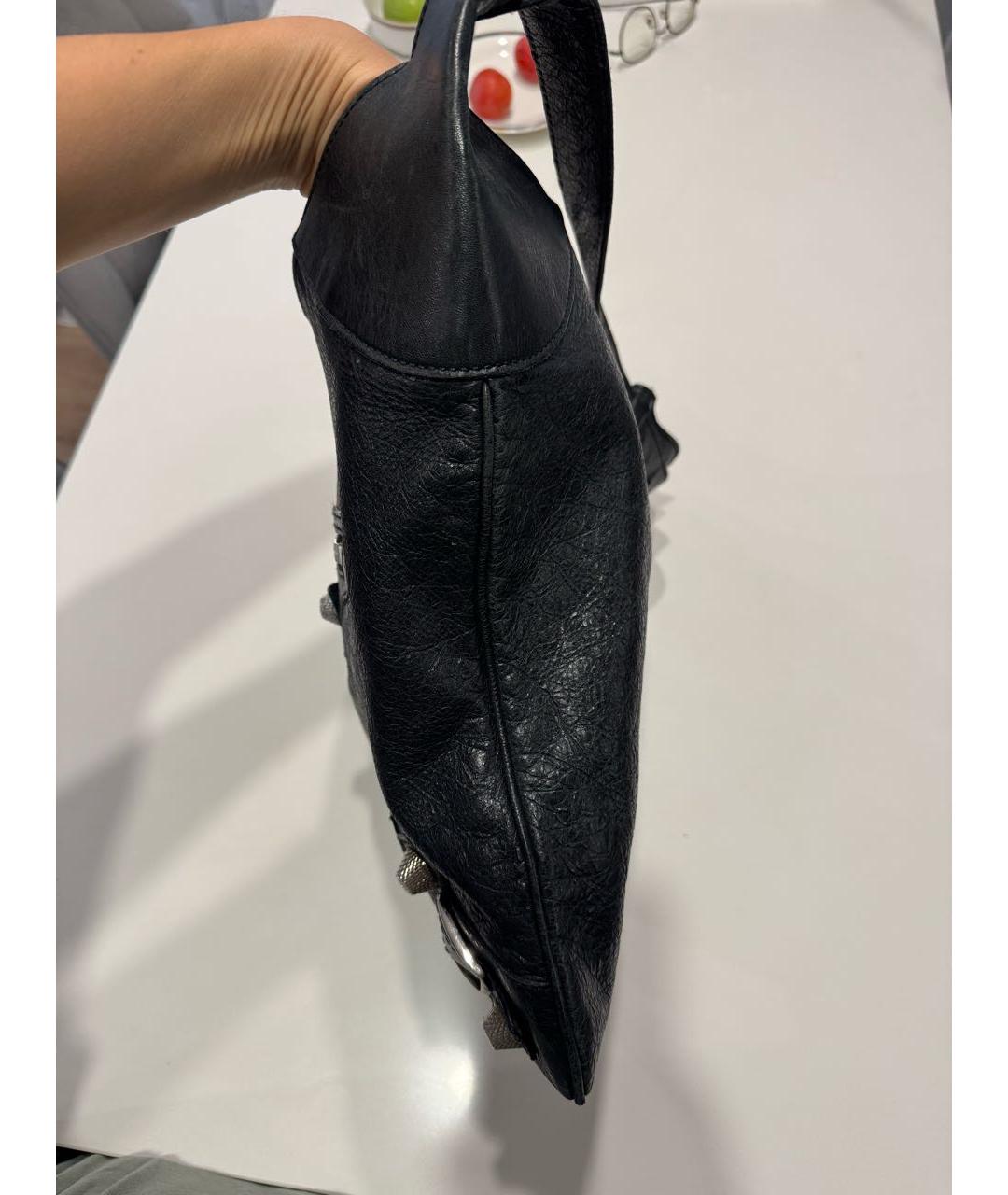 BALENCIAGA Черная кожаная сумка с короткими ручками, фото 2