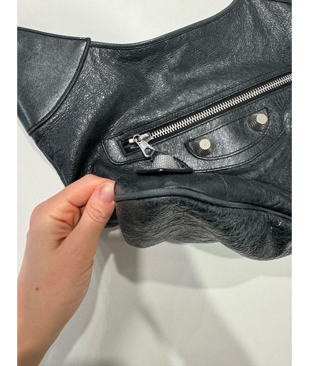 BALENCIAGA Черная кожаная сумка с короткими ручками, фото 5