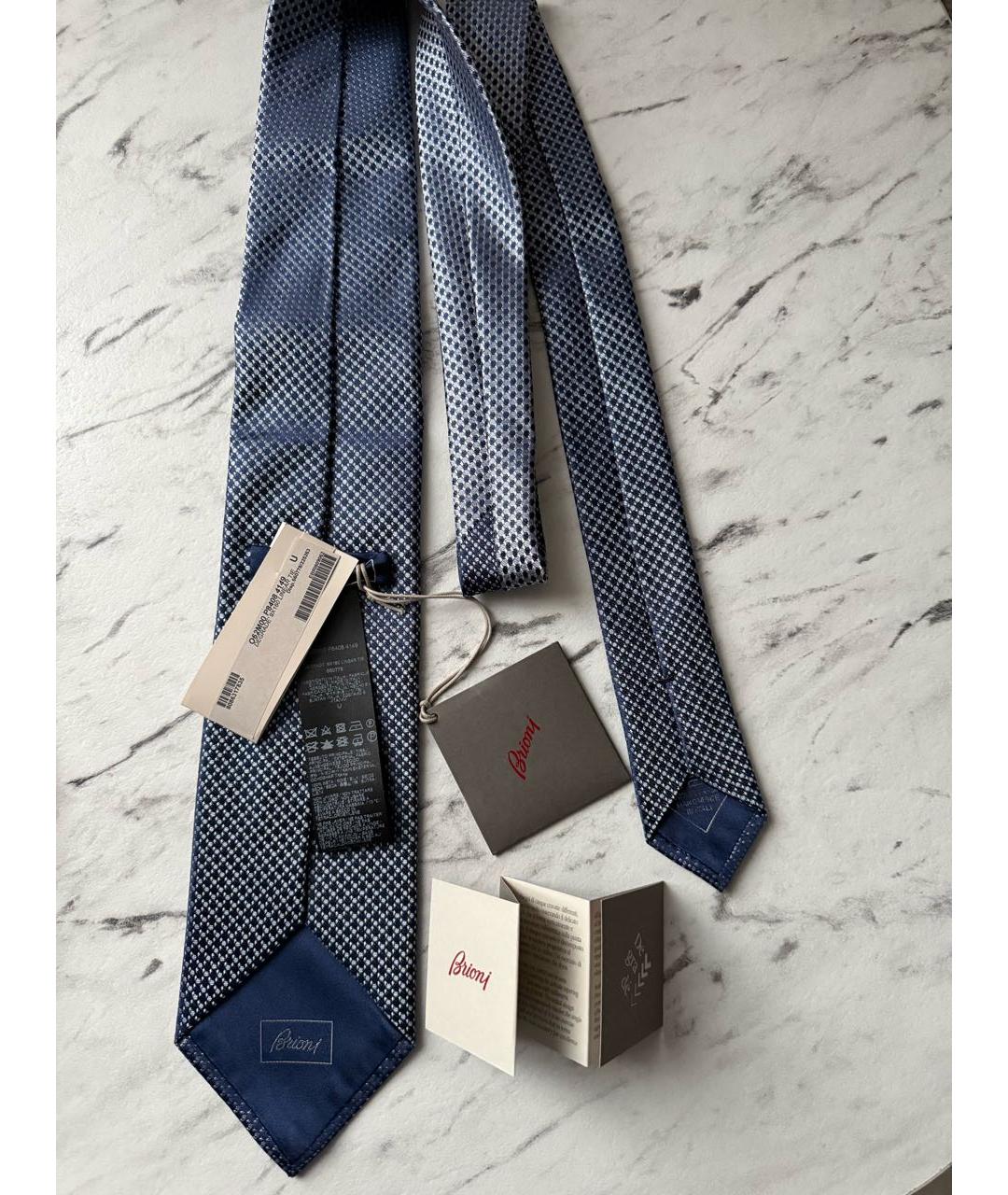 BRIONI Темно-синий шелковый галстук, фото 2