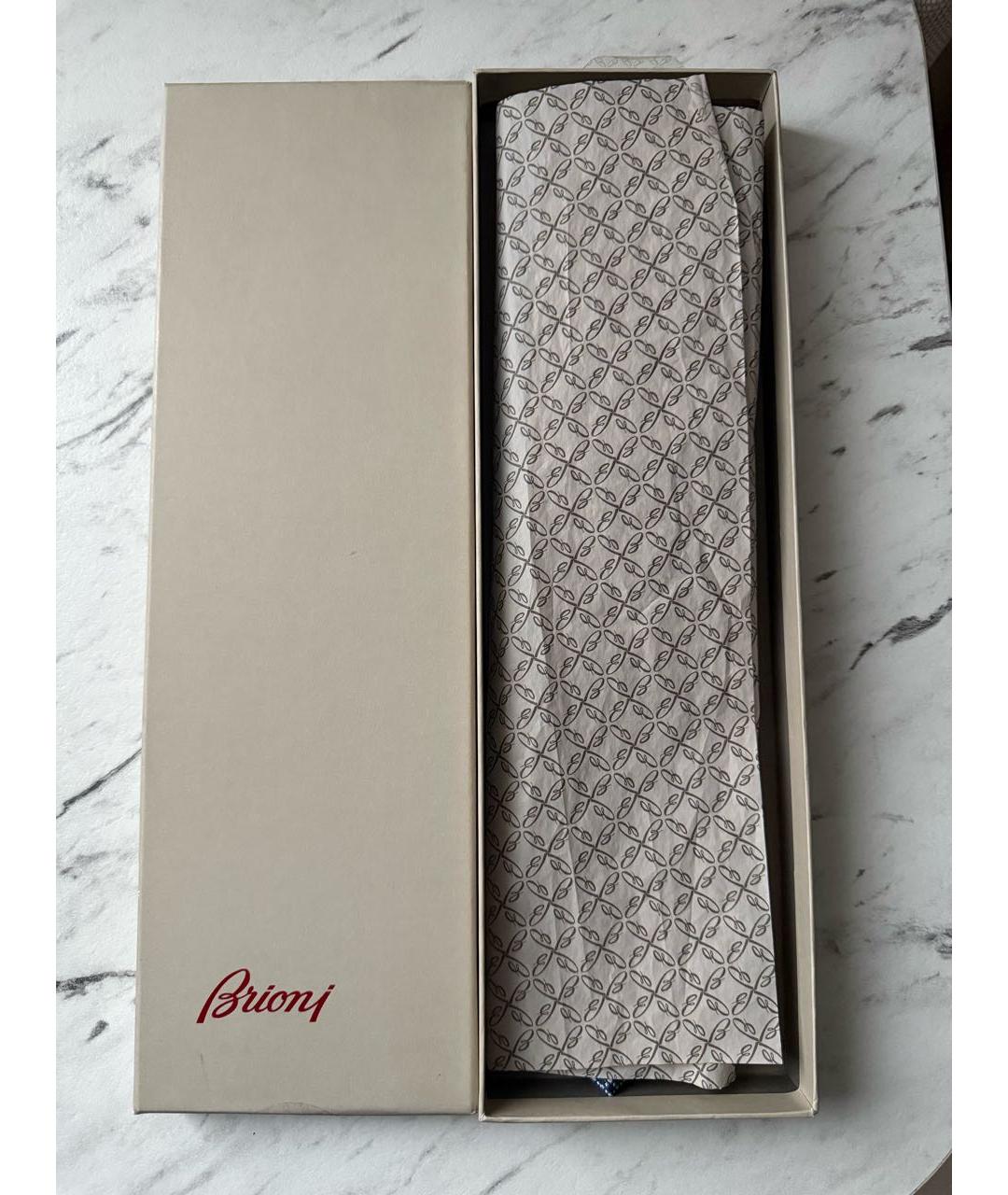 BRIONI Темно-синий шелковый галстук, фото 3