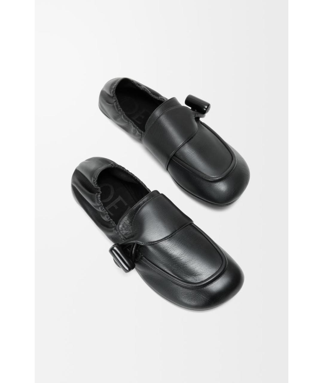 LOEWE Черные кожаные мокасины, фото 4