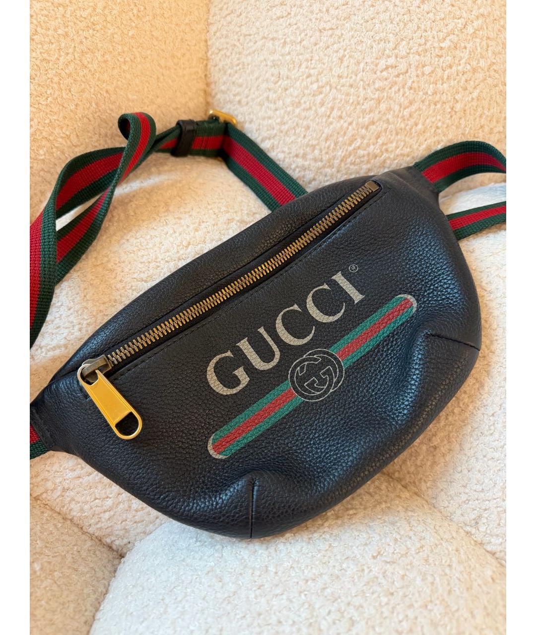 GUCCI Черная кожаная поясная сумка, фото 2